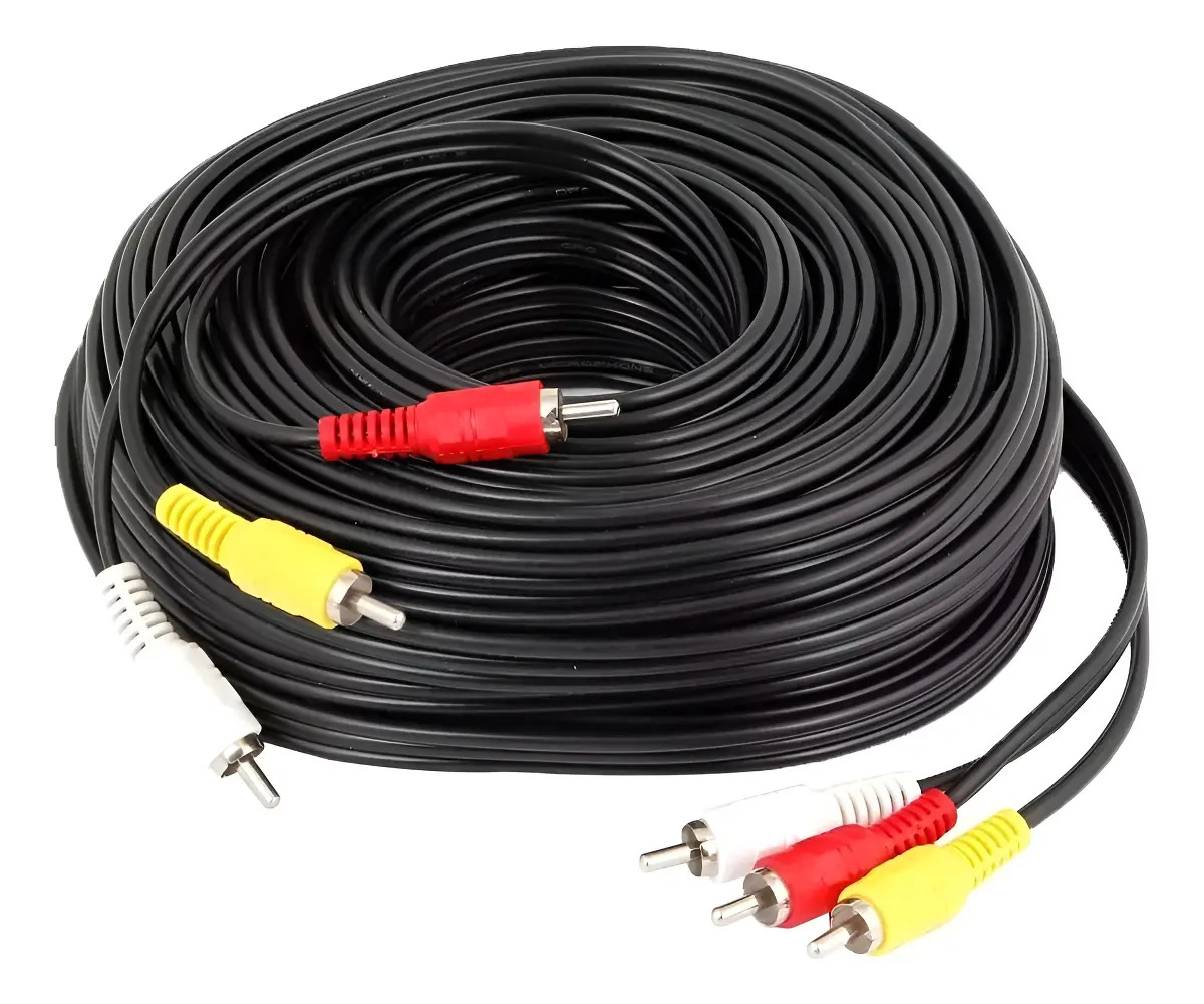 Cabo Rca X Rca 10m 10 Metros Av 3+3 Áudio Vídeo Tv Dvd Net