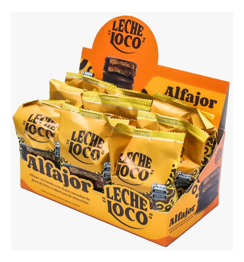 Box 12un Alfajor Ao Leite Leche Loco - Doce de leite 45g — imagem 1 de 3