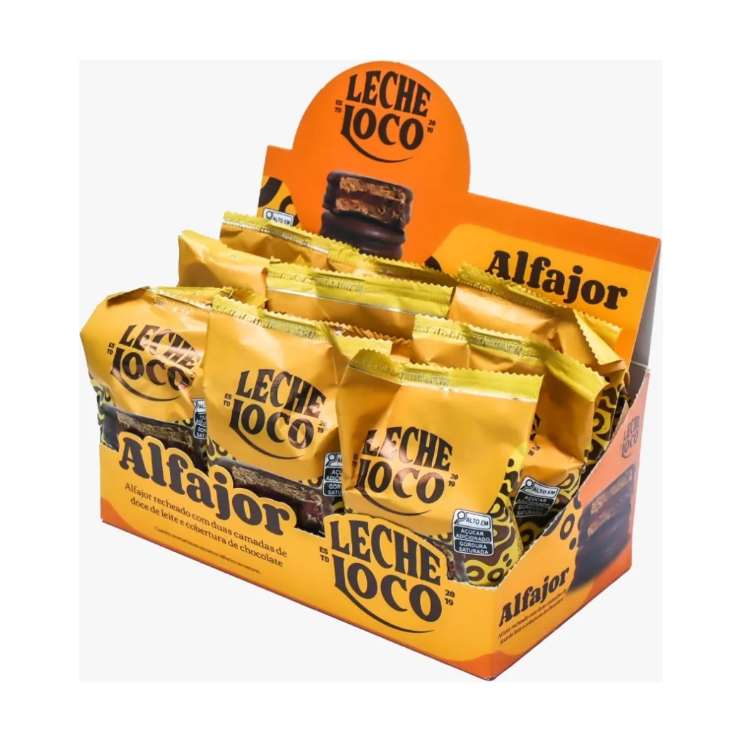 Box 12un Alfajor Ao Leite Leche Loco - Doce de leite 45g — imagem 1 de 3