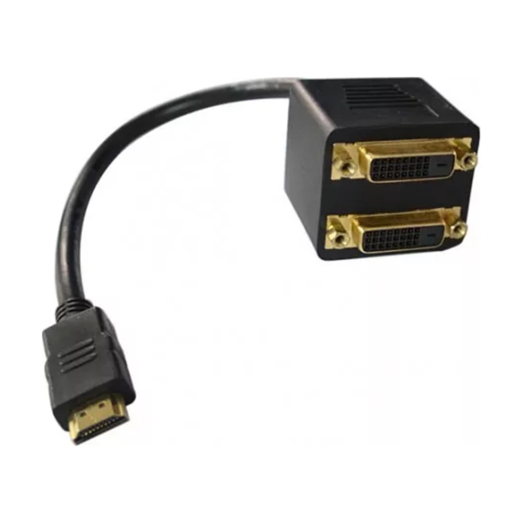 Adaptador hdmi x 2 dvi-d femea 24+1 pinos PC Monitor