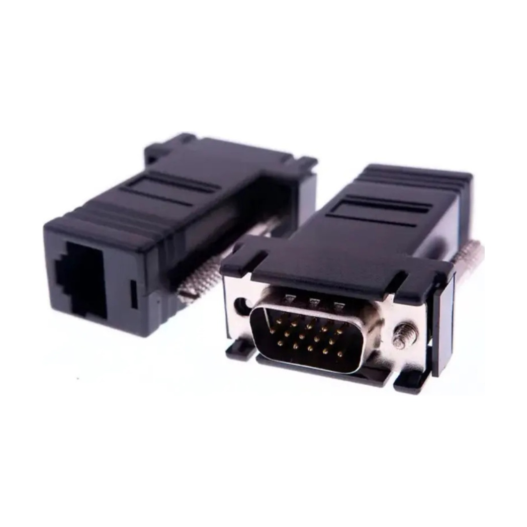 2 Adaptador Extensor Vga Video Via Cabo Rede Rj45 - 1 Par