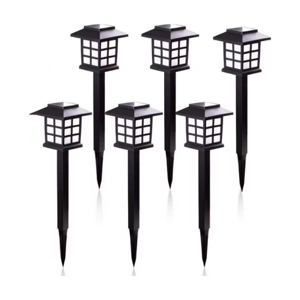 BOM-4601- Kit 6 Peças Luminária Jardim Com Placa Solar