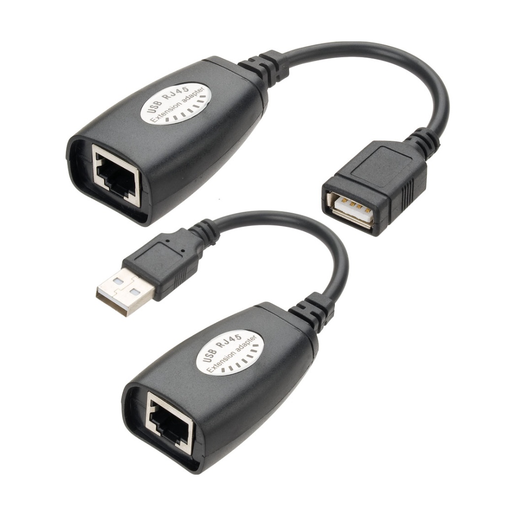 ( Par) Adaptador Conversor Extensor Usb Via Cabo Rede Rj45 Até 45m
