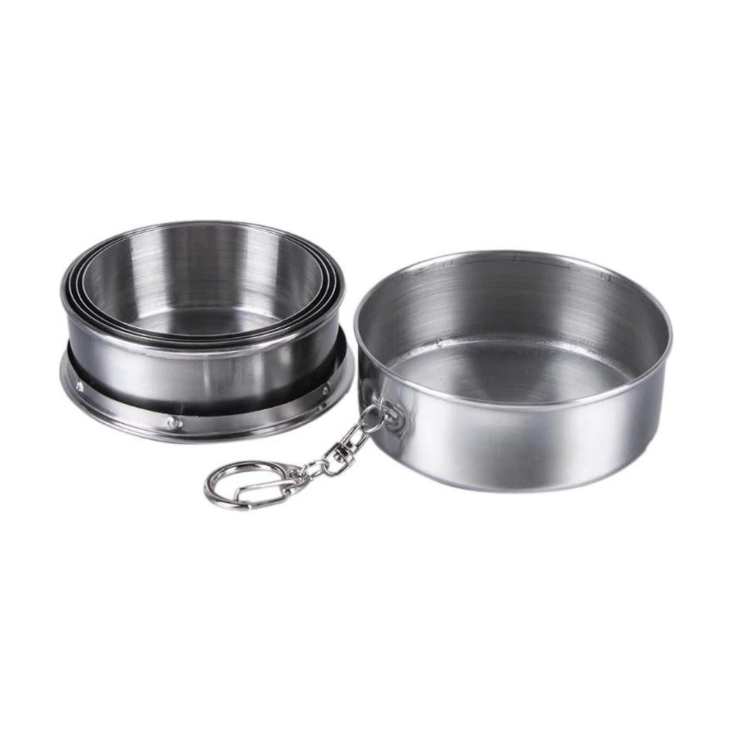 Chaveiro Copo Retrátil Dobrável De Aço Inox 250ml Viagem