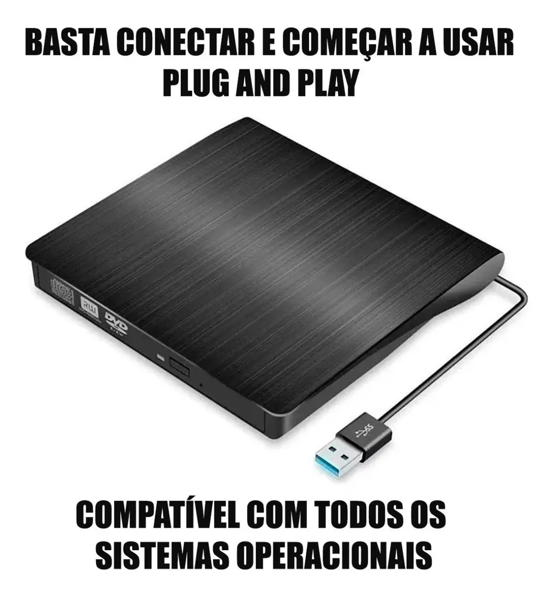 Leitor Gravador Dvd Cdrom Usb 3.0 Compatível — imagem 2 de 3
